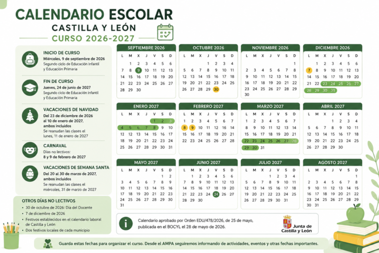 Calendario escolar 2026-2027 en Castilla y León: fechas clave